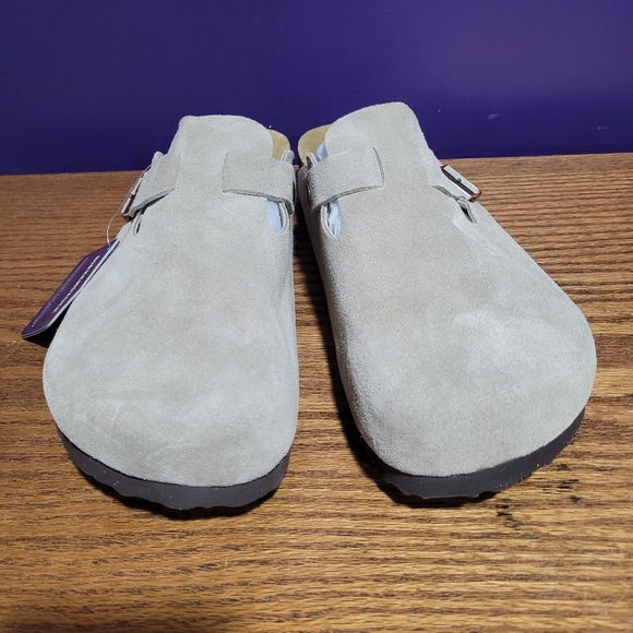 Birkenstock Boston Taupe Suede Cork Clogs Mens 11 (44) Nwob New W Tag - Picture 2 of 8
